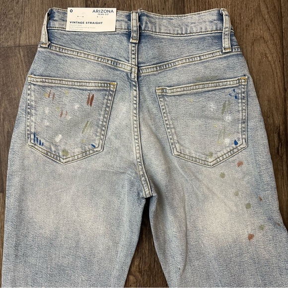 Arizona Jean Vintage Straight High Rise Paint Splash Design Jeans Women’s Sz 0 - Picture 4 of 8